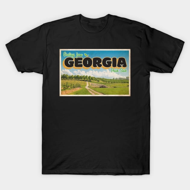 Greetings from Georgia - Vintage Travel Postcard Design T-Shirt by fromthereco